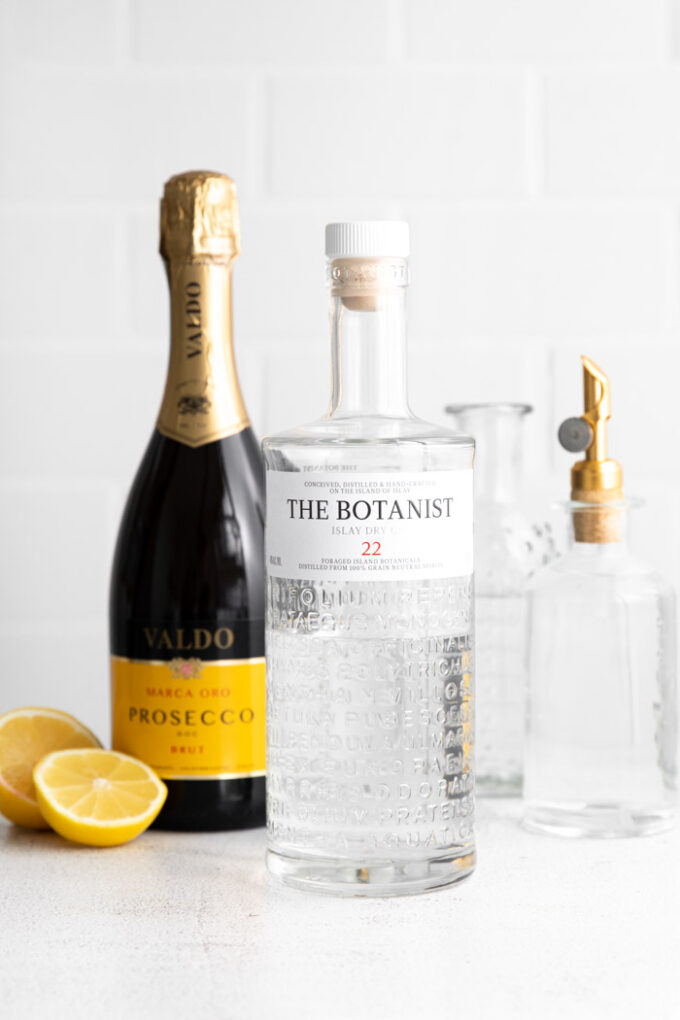 ingredients to make a French 75 Cocktail recipe