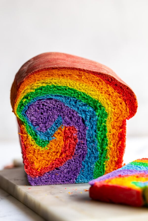 loaf of rainbow bread cut open